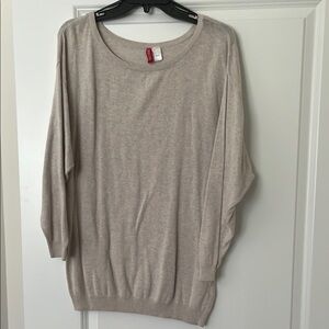 H&M Cream Crew Neck Sweater Lightweight Knit